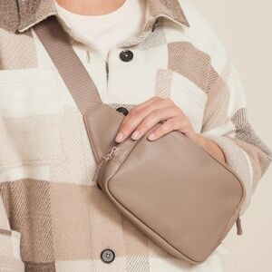 Large Faux Leather Crossbody Belt Bag